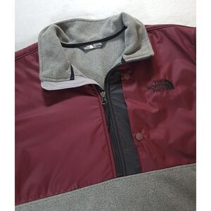 The North Face Denali 1/4 Zip Fleece Jacket Gray Maroon Mens L